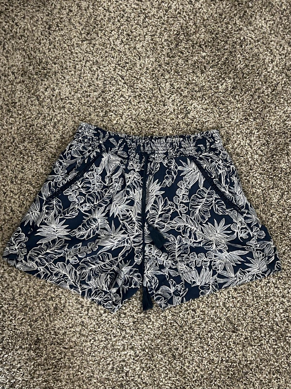 Women's Navy Floral Drawstring Shorts